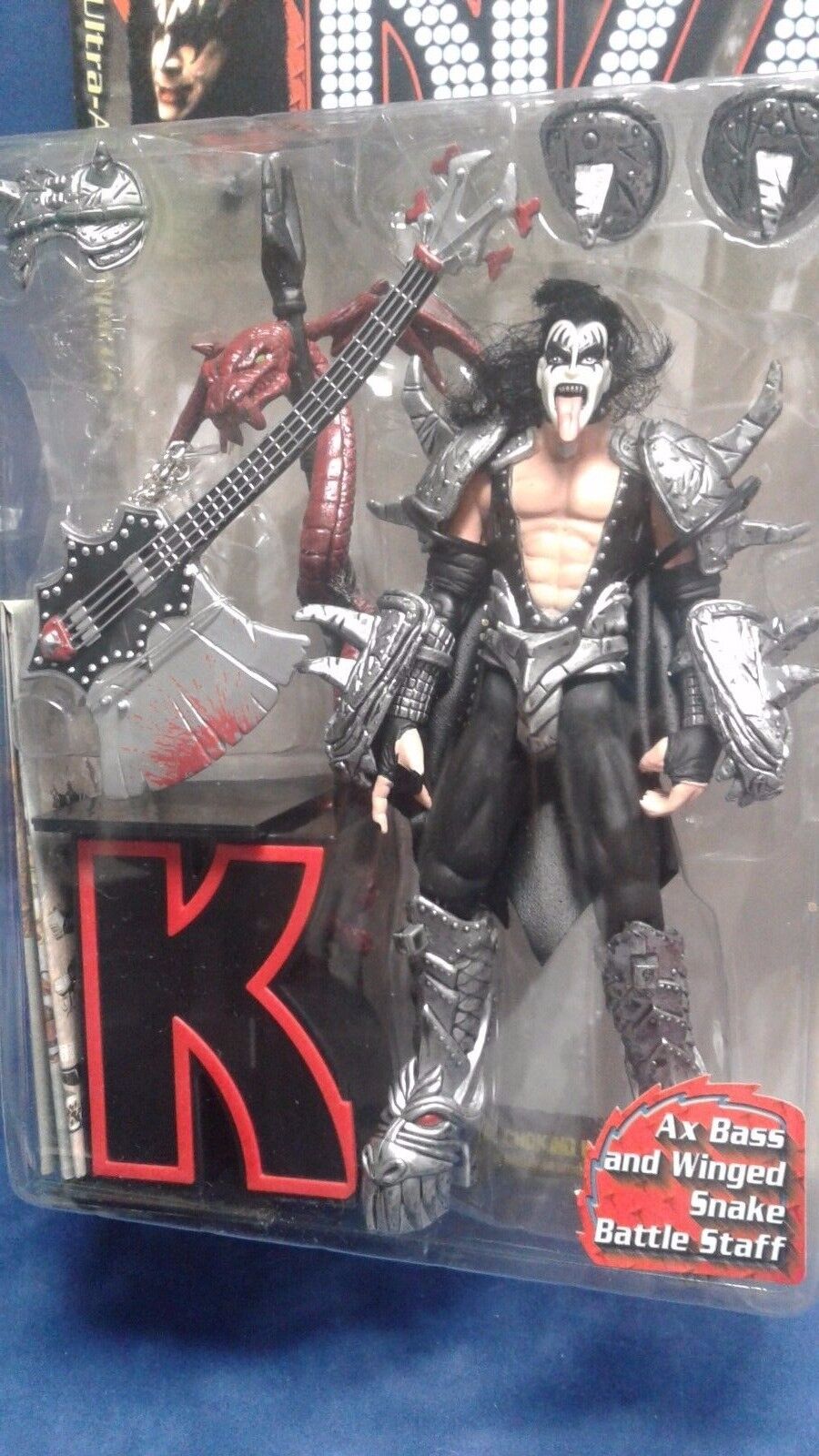 1997 KISS Ultra Action Figure with Letter Base Gene Simmons by McFarlane Toys