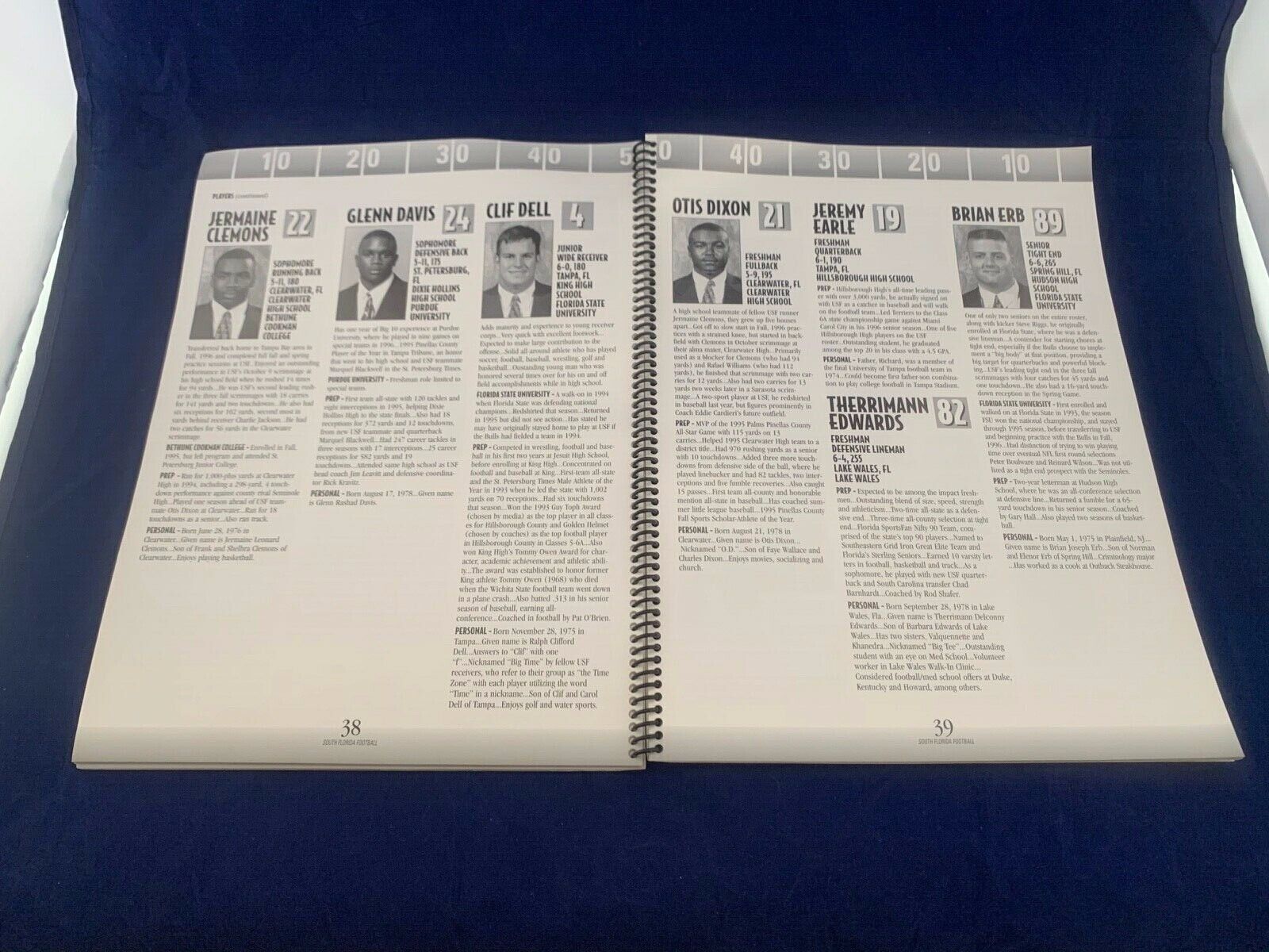 1997 USF Bulls NCAA Football Inaugural Season Media Guide Rare Bound Edition VG