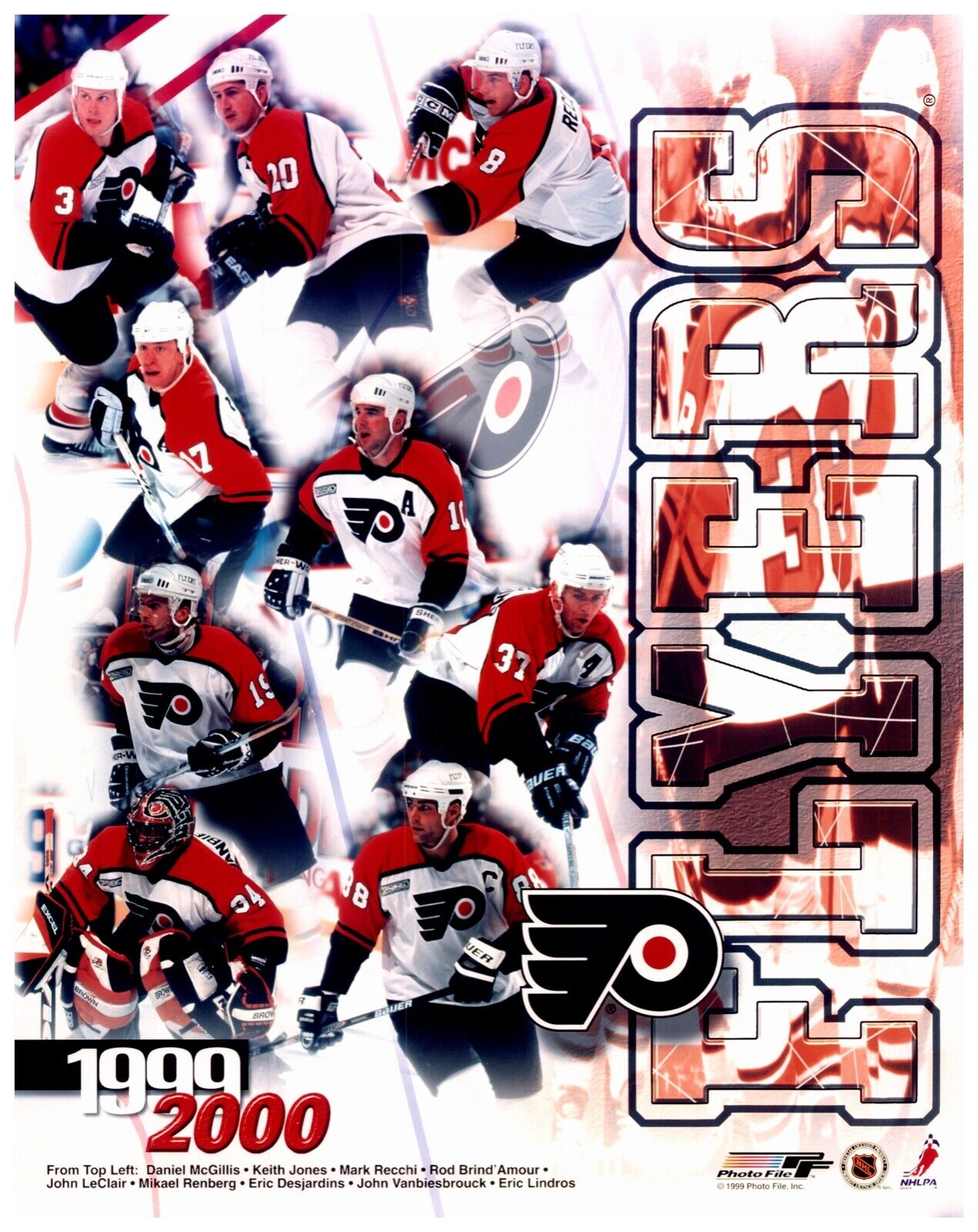 1999 / 2000 Philadelphia Flyers Unsigned Photofile 8x10 Team Composite Photo