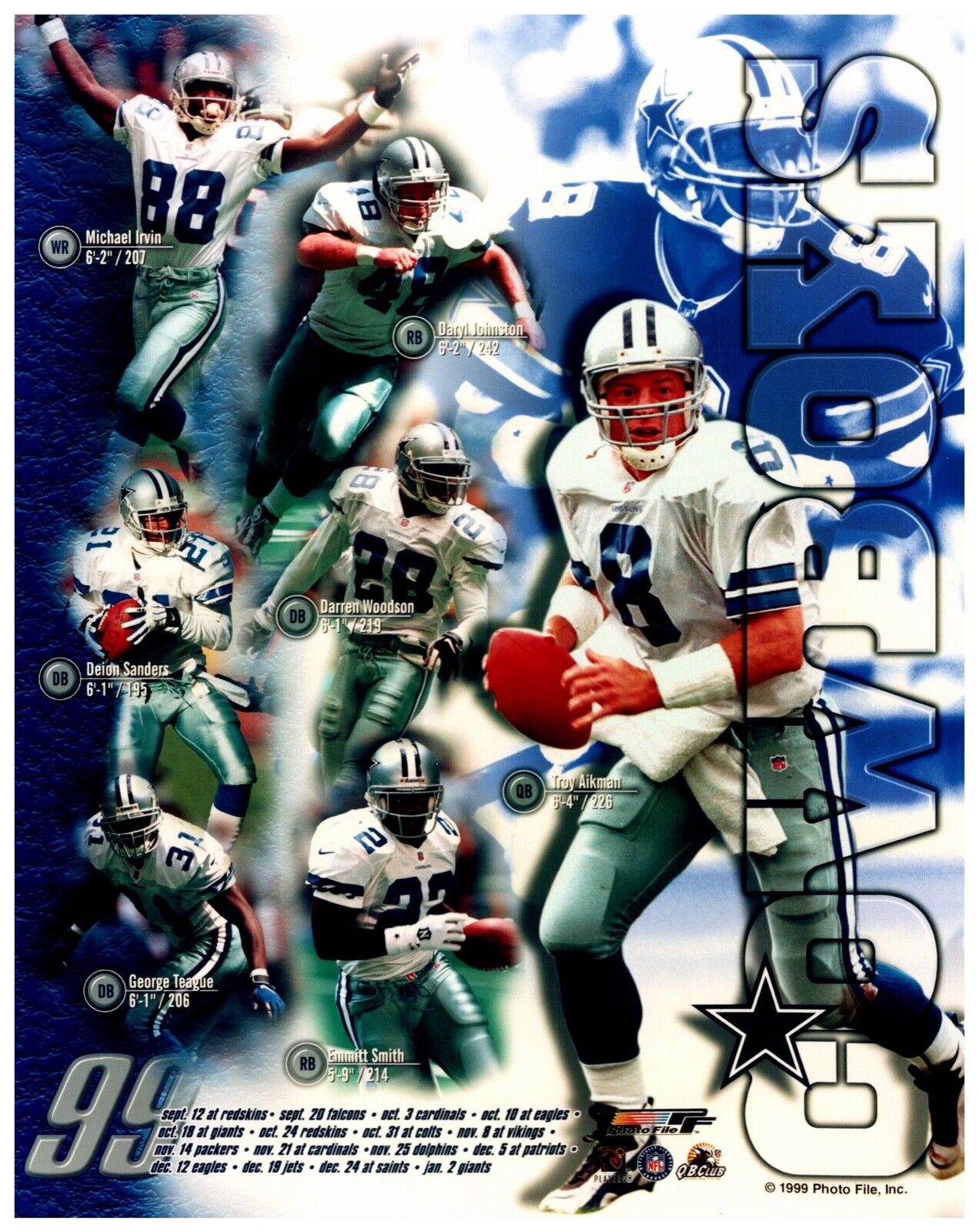 1999 Dallas Cowboys 8x10 Sports Photo A Unsigned Featuring Troy Aikman