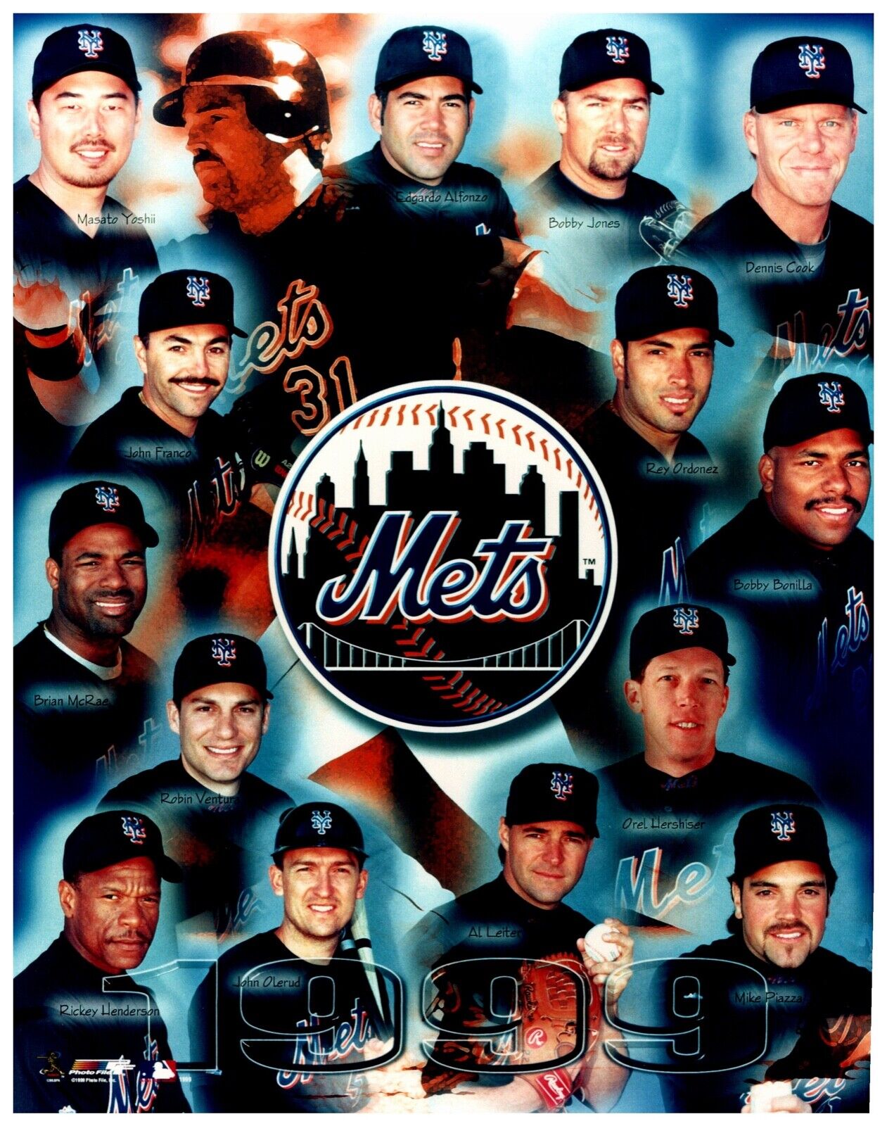 1999 New York Mets 8x10 Sports Photo A Unsigned Piazza Franco