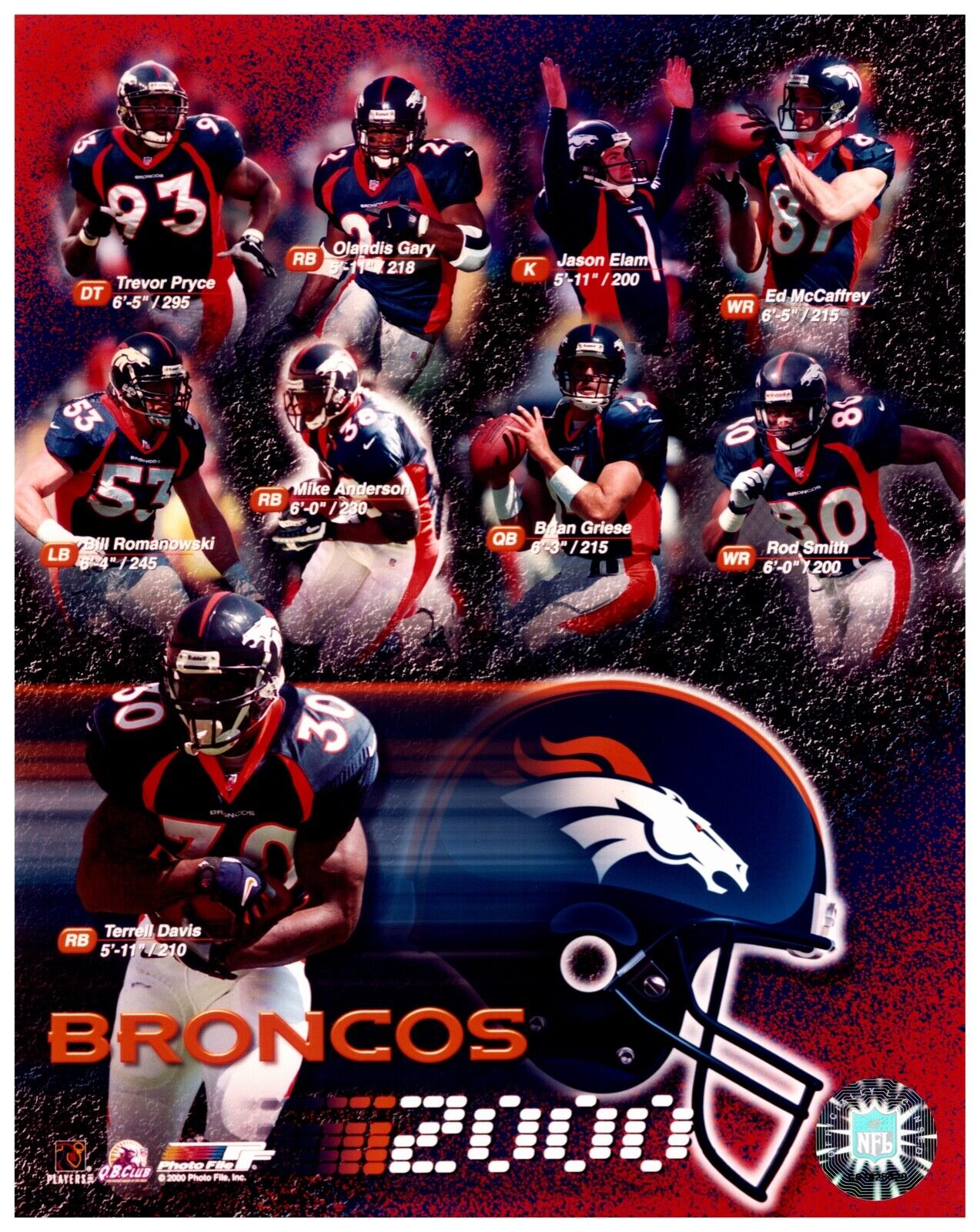 2000 Denver Broncos Team Composite Unsigned Photo File 8x10 Hologram Photo