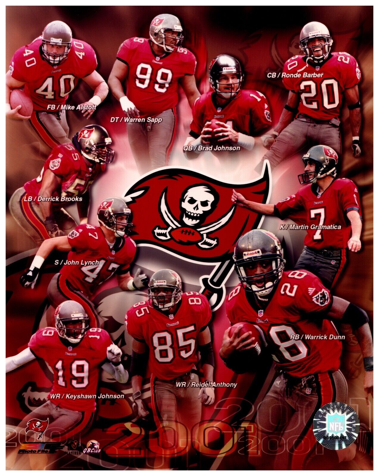 2001 Tampa Bay Buccaneers Unsigned Photo File Team Composite 8x10 Hologram Photo