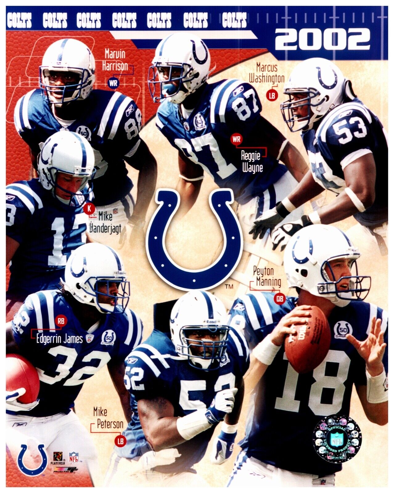 2002 Indianapolis Colts Team Composite Unsigned Photo File 8x10 Hologram Photo