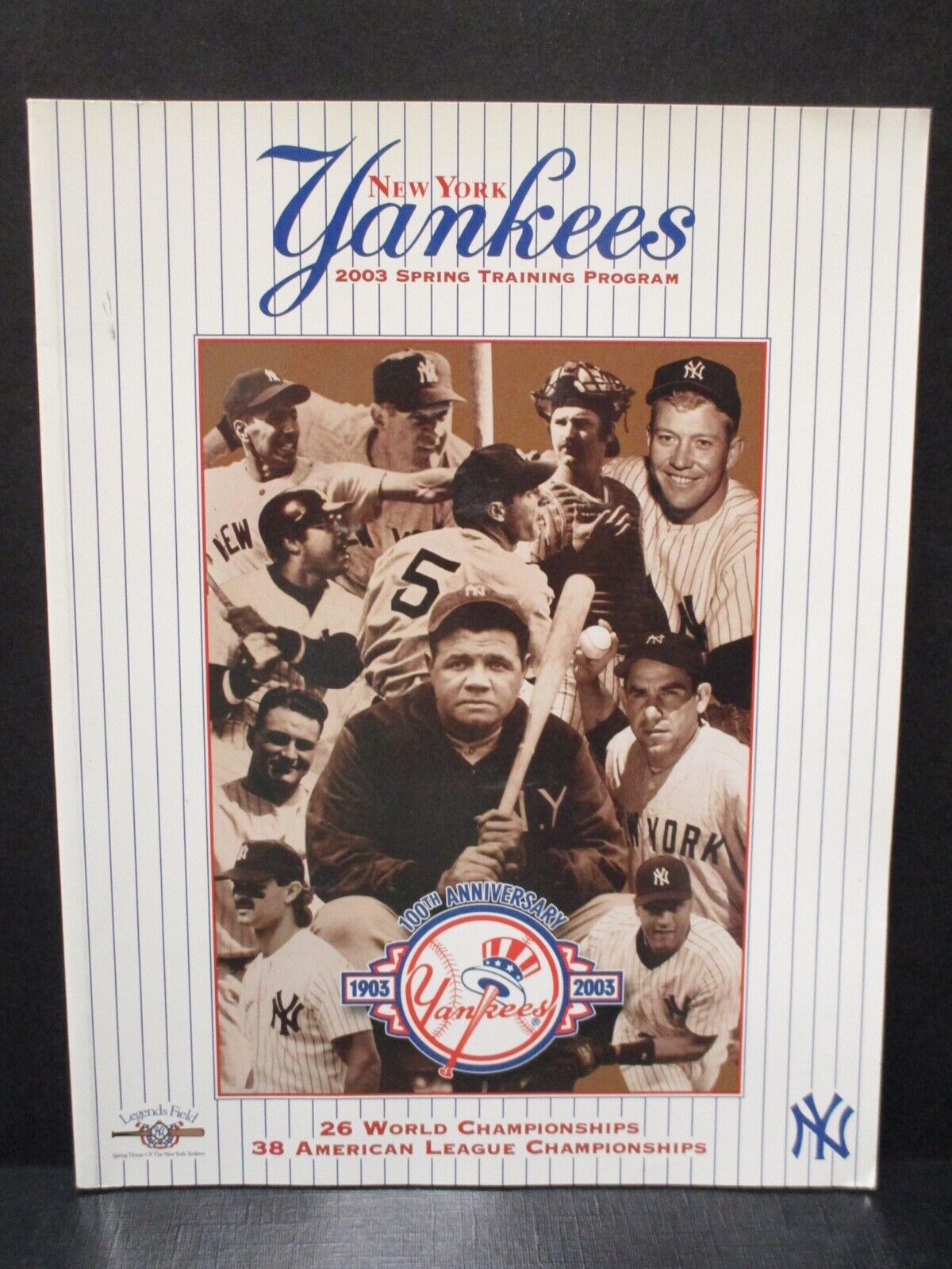 2003 New York Yankees Spring Training Program Ruth Mantle Cover Excellent Cond