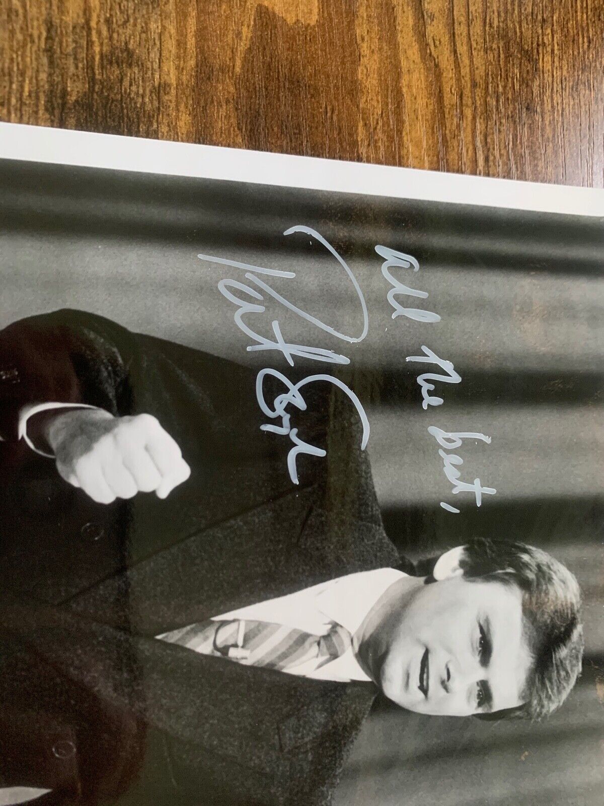 8x10 Vintage B&W Photo Autographed by Pat Sajak from 'Wheel Of Fortune' JSA COA