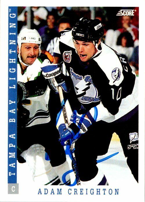 Adam Creighton Tampa Bay Lightning Hand Signed 1993-94 Score Hockey Card 86 NM