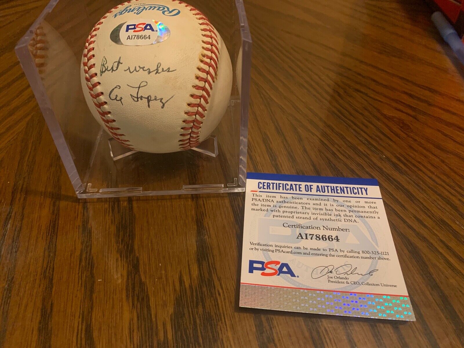 Al Lopez Chicago White Sox HOF Autographed Baseball W/ PSA COA AI78664 MLB