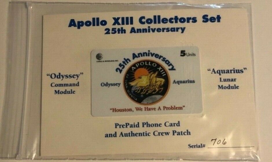 Apollo XIII 13 Patch & Phonecard 25 Anniversary Aquarius Lunar Module