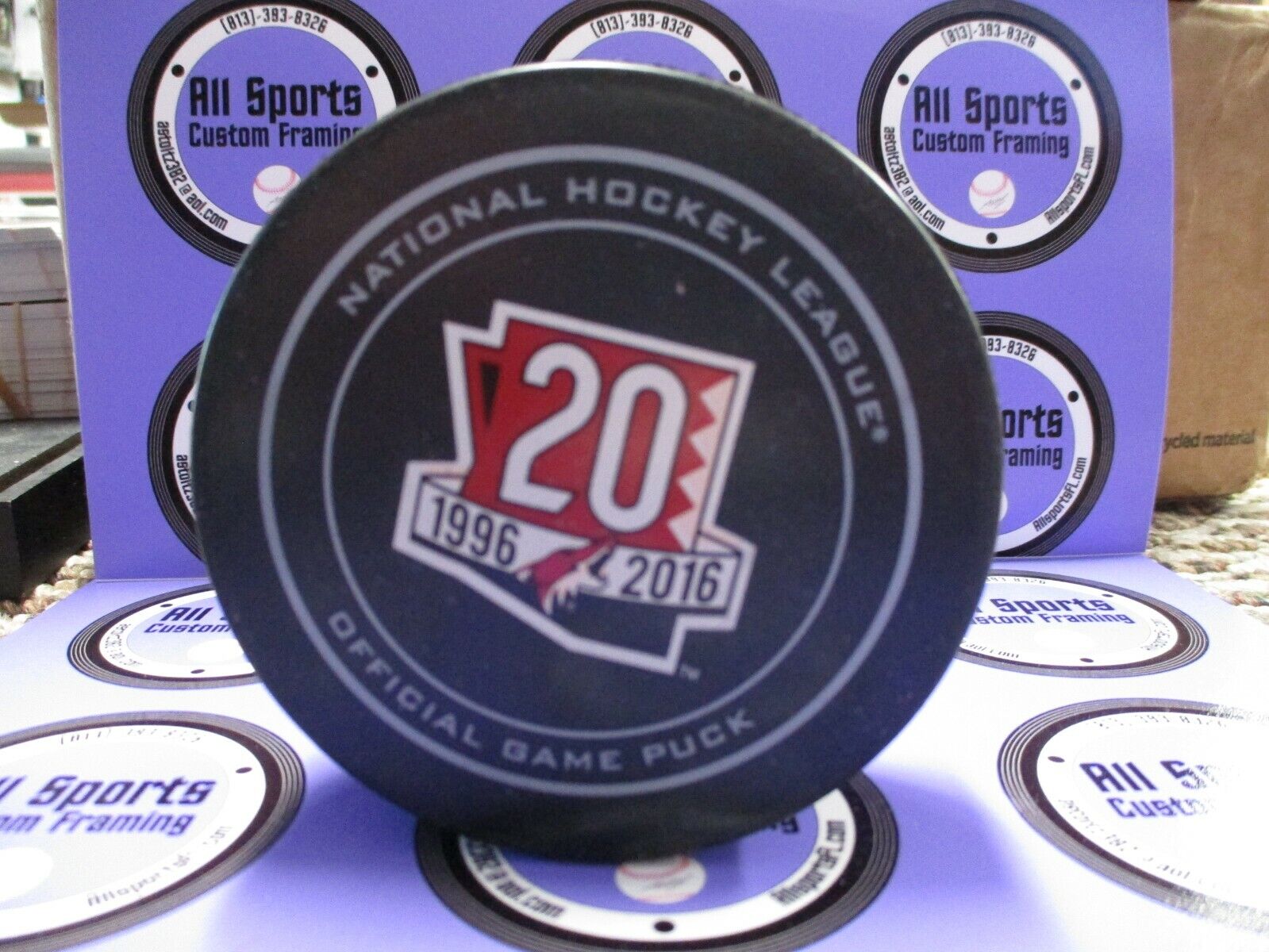 Arizona Coyotes 20th Anniversary 1996 - 2016 NHL Official Game Puck Sherwood