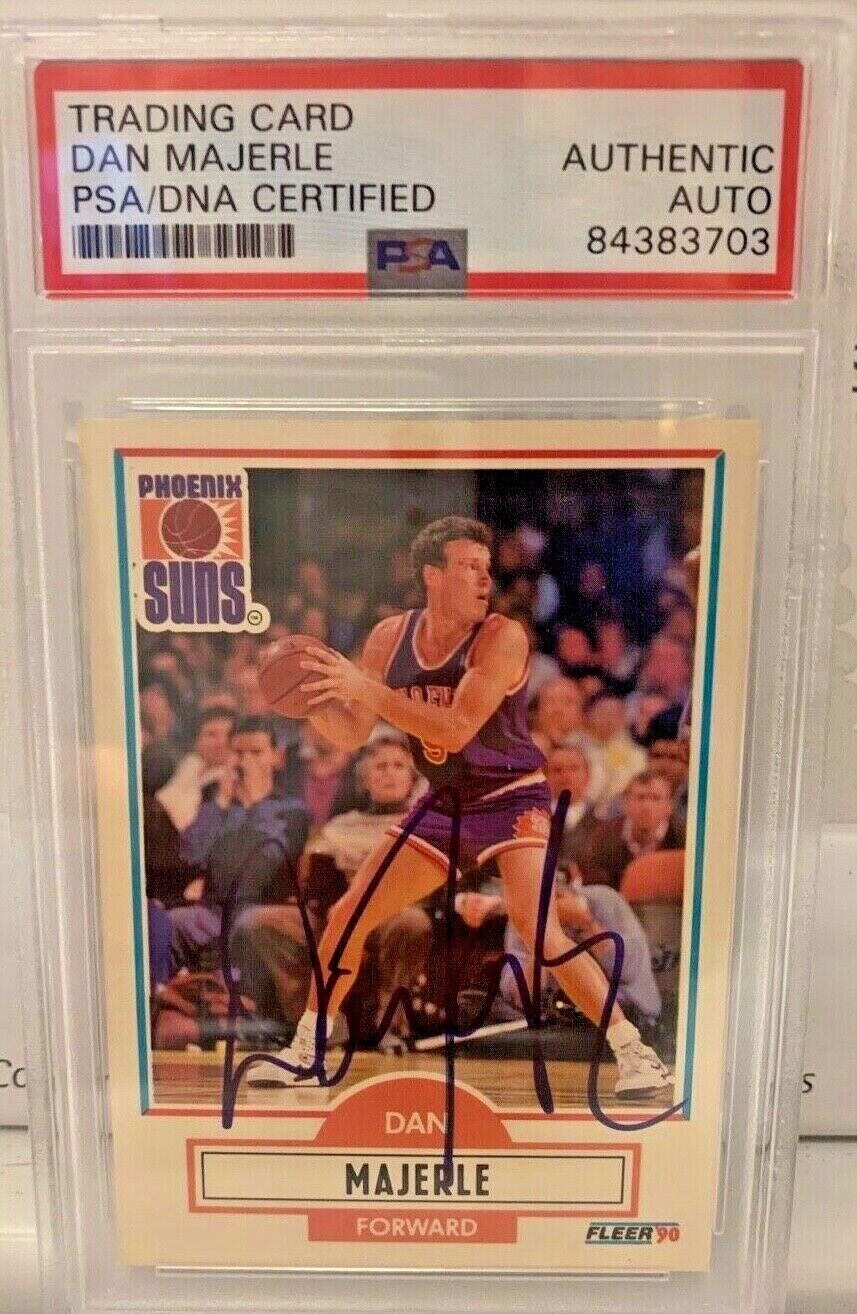 Autographed Dan Majerle Phoenix Suns 1990-91 Fleer Sports Card PSA Slabbed NBA