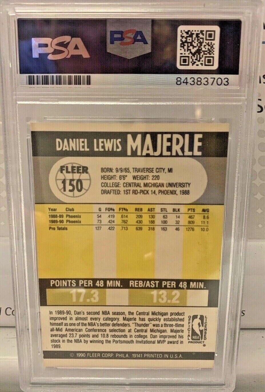 Autographed Dan Majerle Phoenix Suns 1990-91 Fleer Sports Card PSA Slabbed NBA
