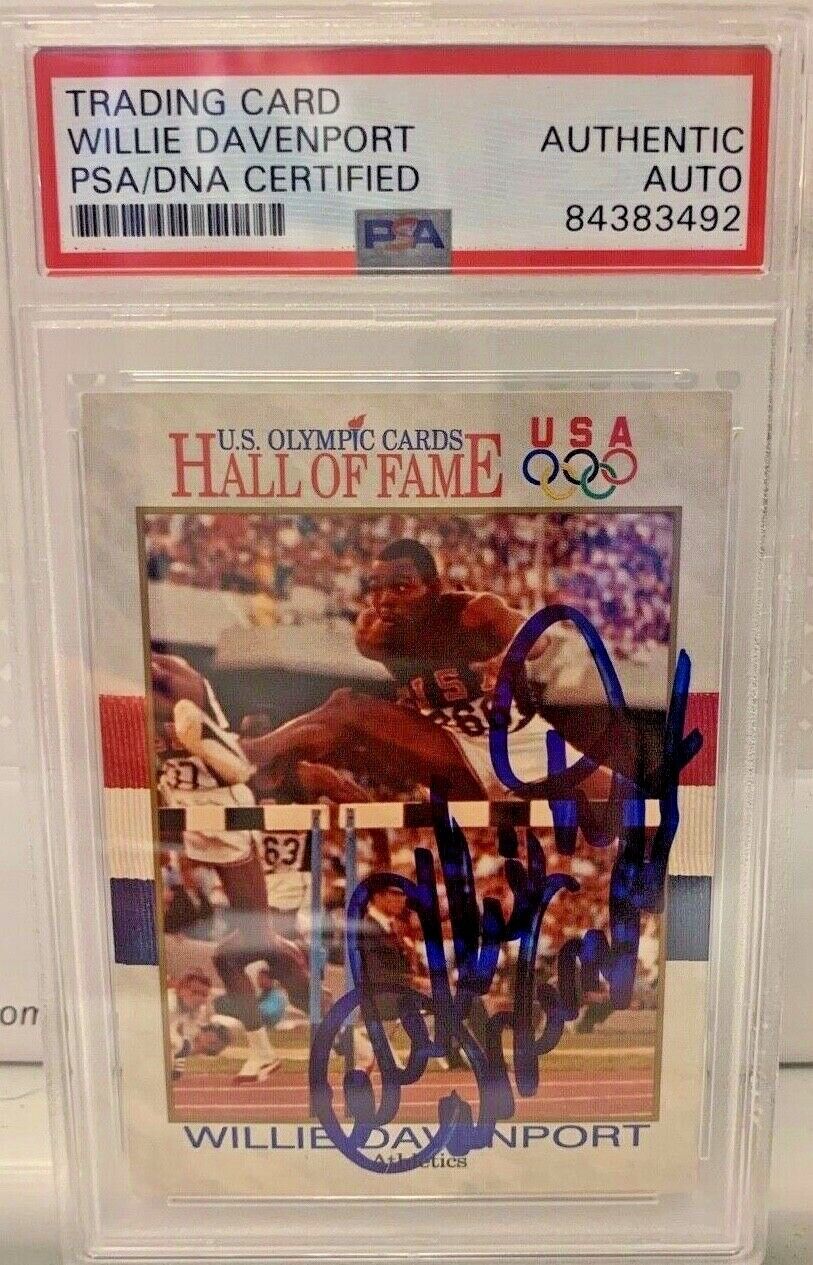 Autographed Willie Davenport US Olympic cards Hall of Fame Card 83 PSA Slabbed