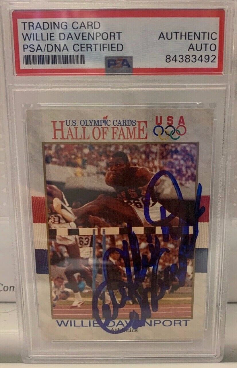 Autographed Willie Davenport US Olympic cards Hall of Fame Card 83 PSA Slabbed