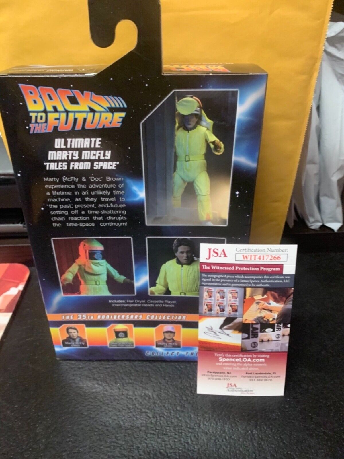 Back To the Future 7” Action Figure signed Michael J Fox Marty McFly JSA Hazmat