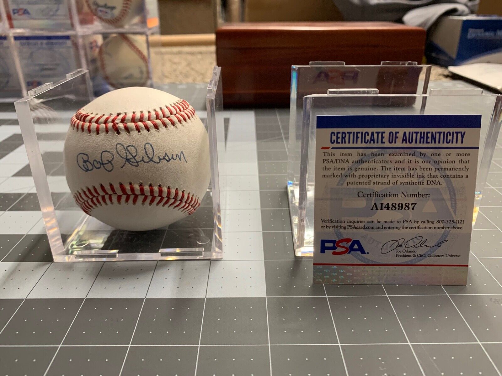 Bob Gibson Autographed MLB Baseball PSA