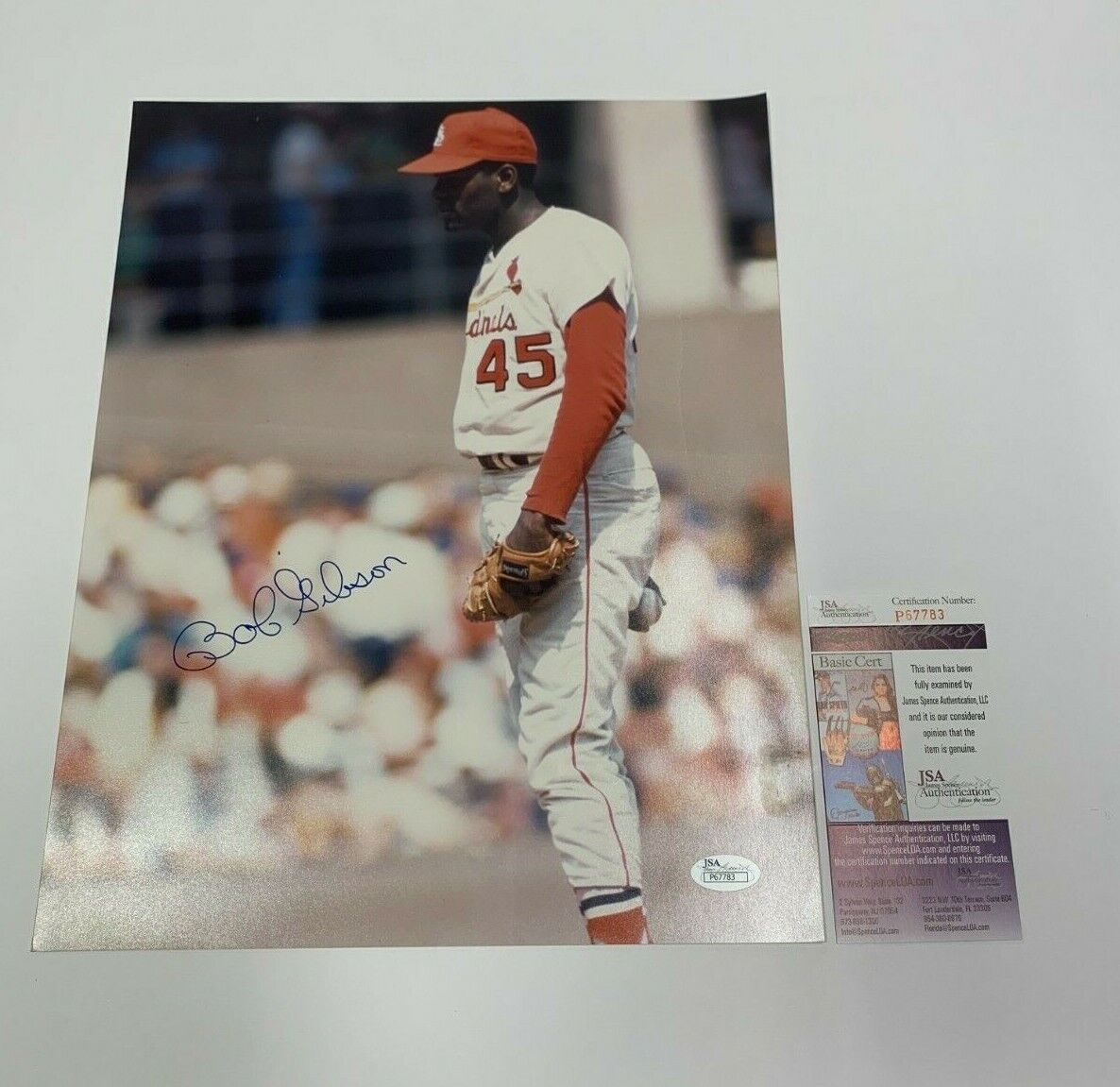 Bob Gibson MLB St. Louis Cardinals Autographed 11x14 Photo W/JSA