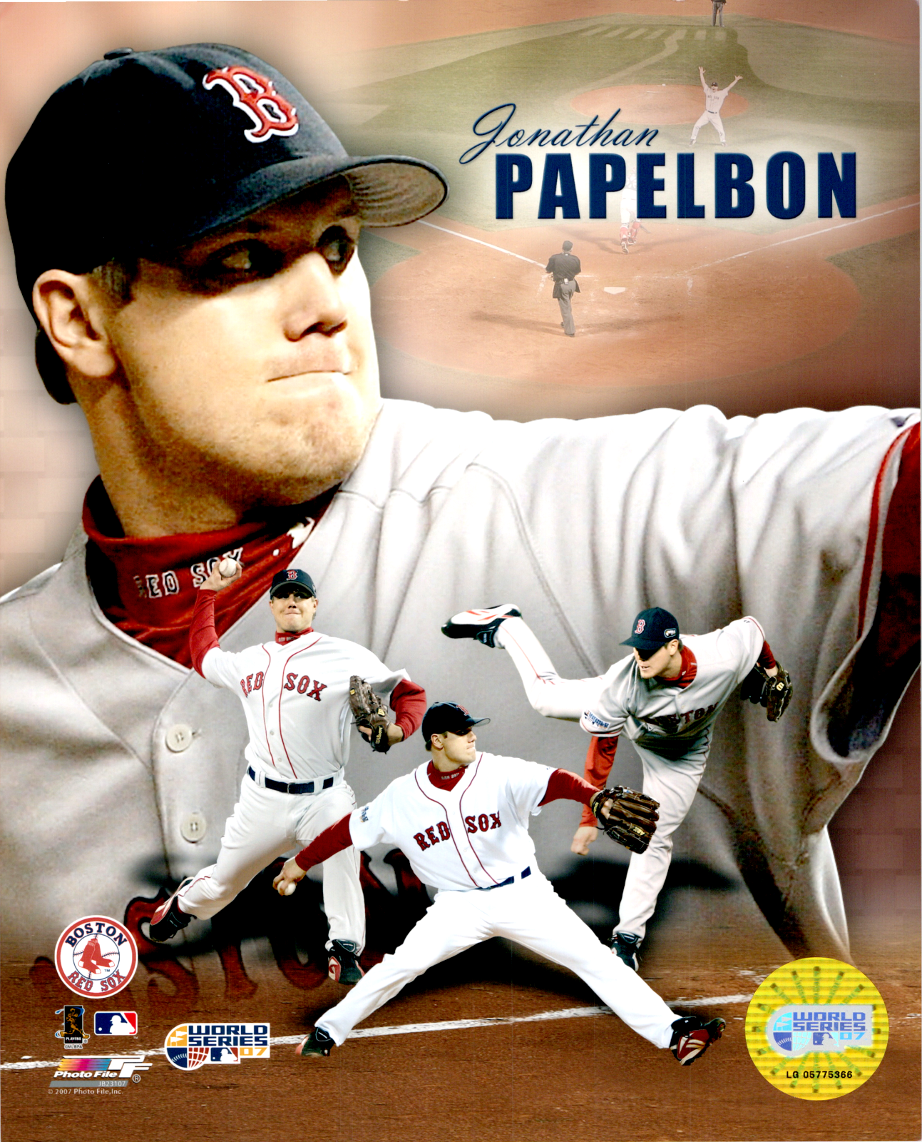 JOHNATHAN PAPELBON BOSTON RED SOX COLOR ACTION 8x10