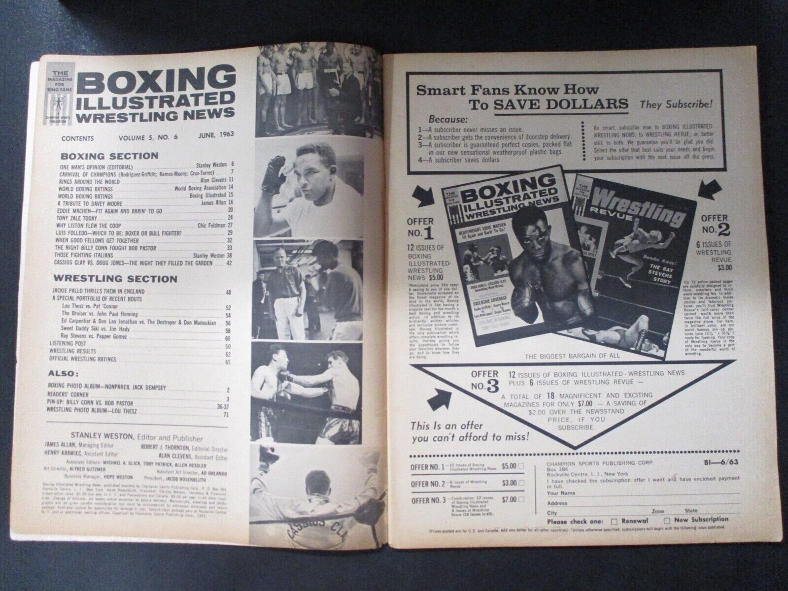 Boxing Illustrated Wrestling News 1963 Magazine Eddie Macker Muhammad Ali
