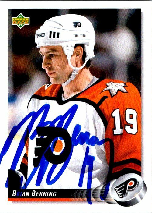 Brian Benning Philadelphia Flyers Hand Signed 1992-93 UD Card 301 in NM-MT