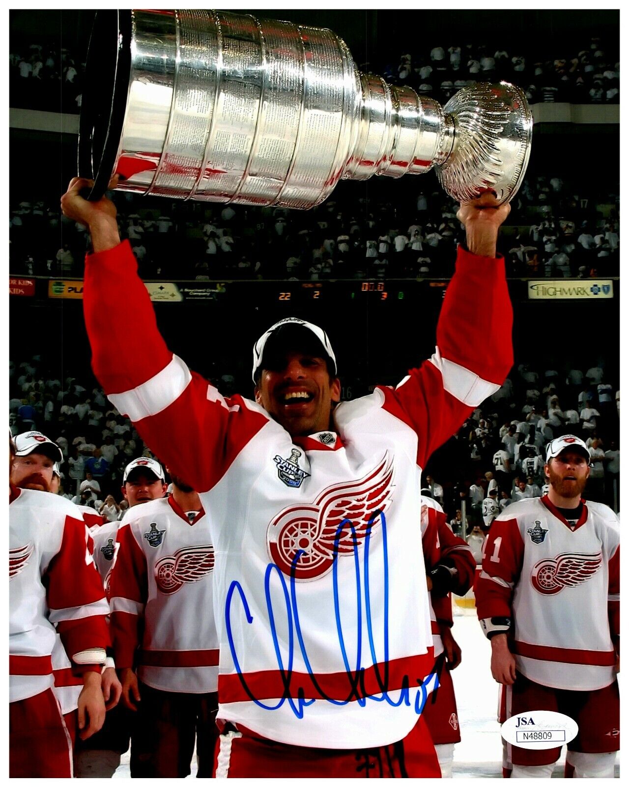 Chris Chelios Red Wings 2002 Cup Signed Autographed 8x10 Color Photo A JSA