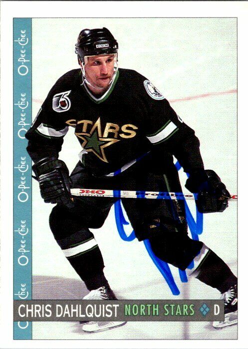 Chris Dahlquist North Stars Hand Signed 1992-93 OPC Hockey Card 22 NM-MT
