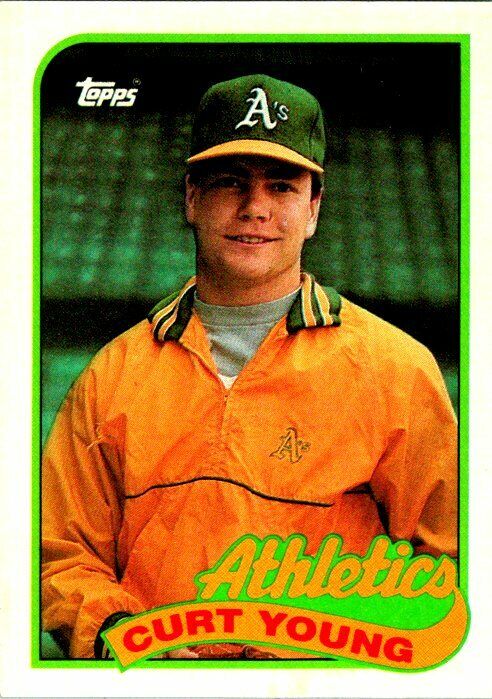 Curt Young Oakland Athletics 1989 Topps Misprint Card Steve Shields Backside