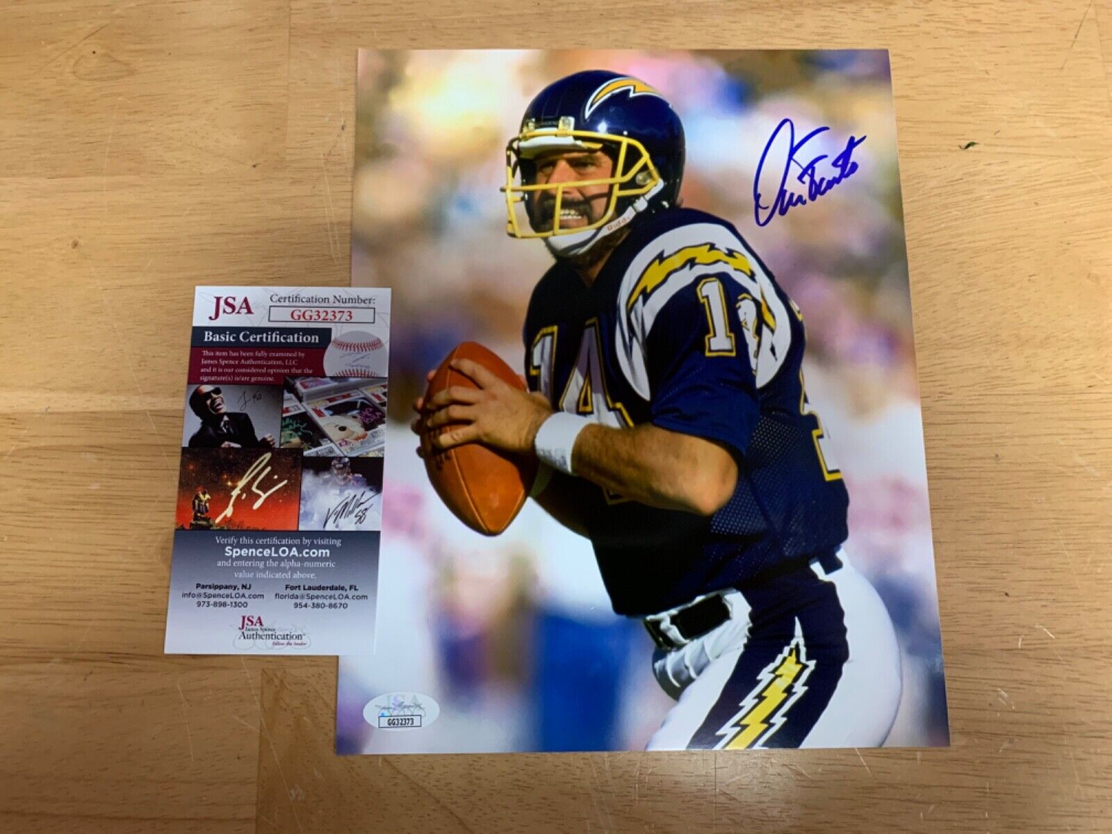 Dan Fouts San Diego Chargers Football Player Autographed 8x10 Photo JSA