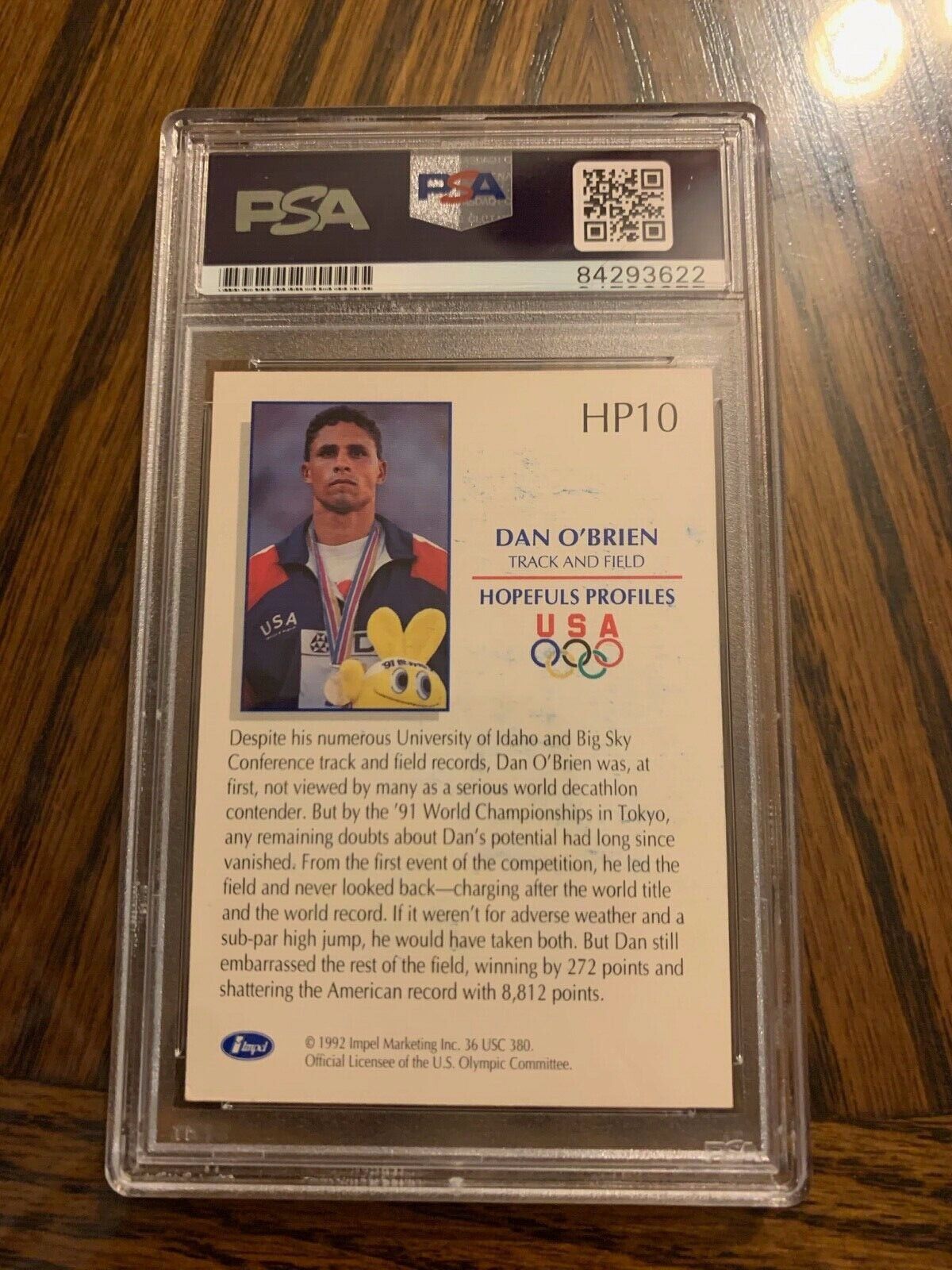 Dan O'Brien Autographed 1992 Impel Olympic Card HP10 PSA Slabbed & Certified