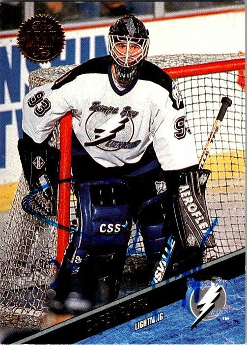 Daren Puppa Tampa Bay Lightning Hand Signed 1993-94 Leaf Hockey Card 403 NM