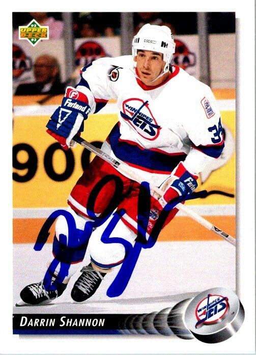 Darrin Shannon Winnipeg Jets Hand Signed 1992-93 Upper Deck Hockey Card 132 NM