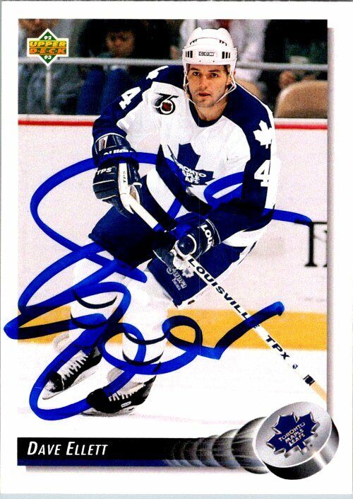 Dave Ellet Toronto Maple Leafs Hand Signed 1992-93 UD Hockey Card 214 NM-MT