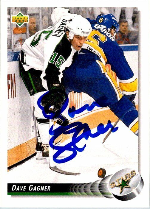 Dave Gagner North Stars Hand Signed 1992-93 Upper Deck Hockey Card 174 NM