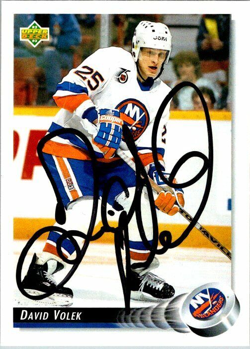 David Volek New York Islanders Hand Signed 1992-93 UD Hockey Card 313 NM