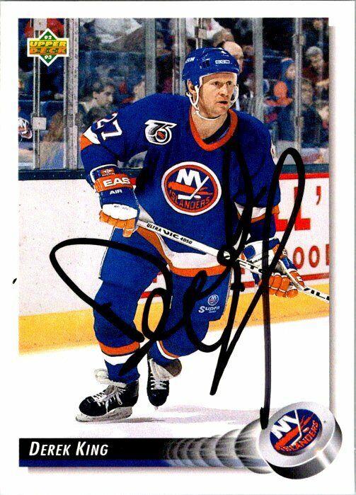 Derek King New York Islanders Hand Signed 1992-93 UD Hockey Card 191 NM