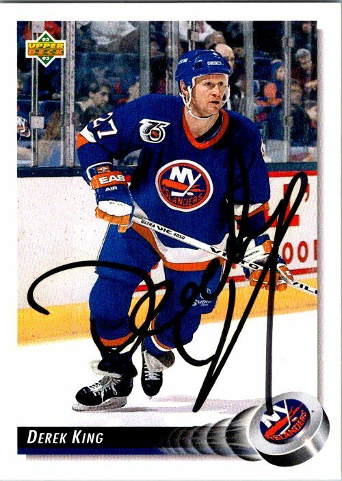 Derek King New York Islanders Hand Signed 1992-93 UD Hockey Card 191 NM