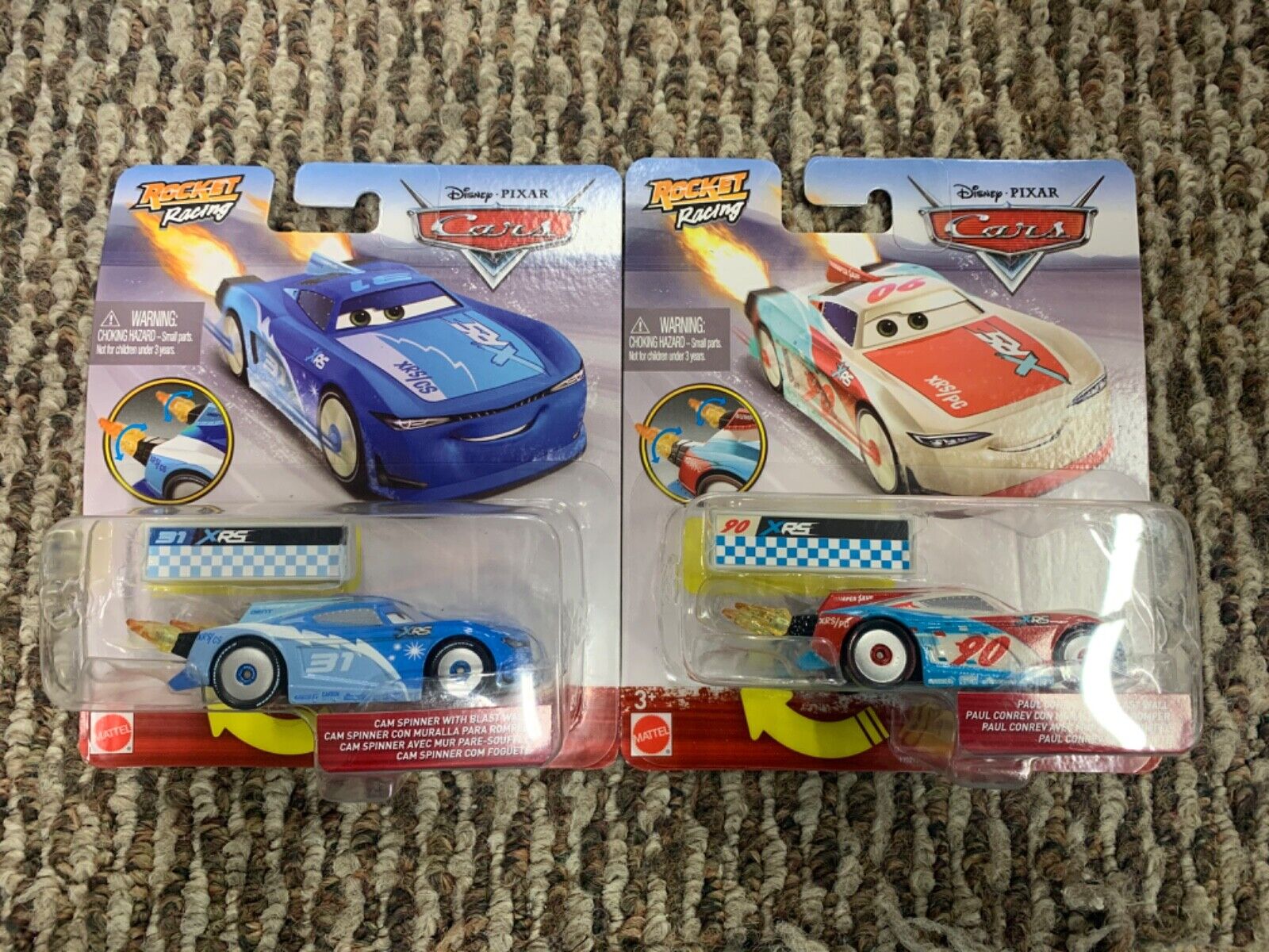 Disney Pixar Cars XRS Rocket Racers Paul Conrev & Cam Spinner Lot of 2