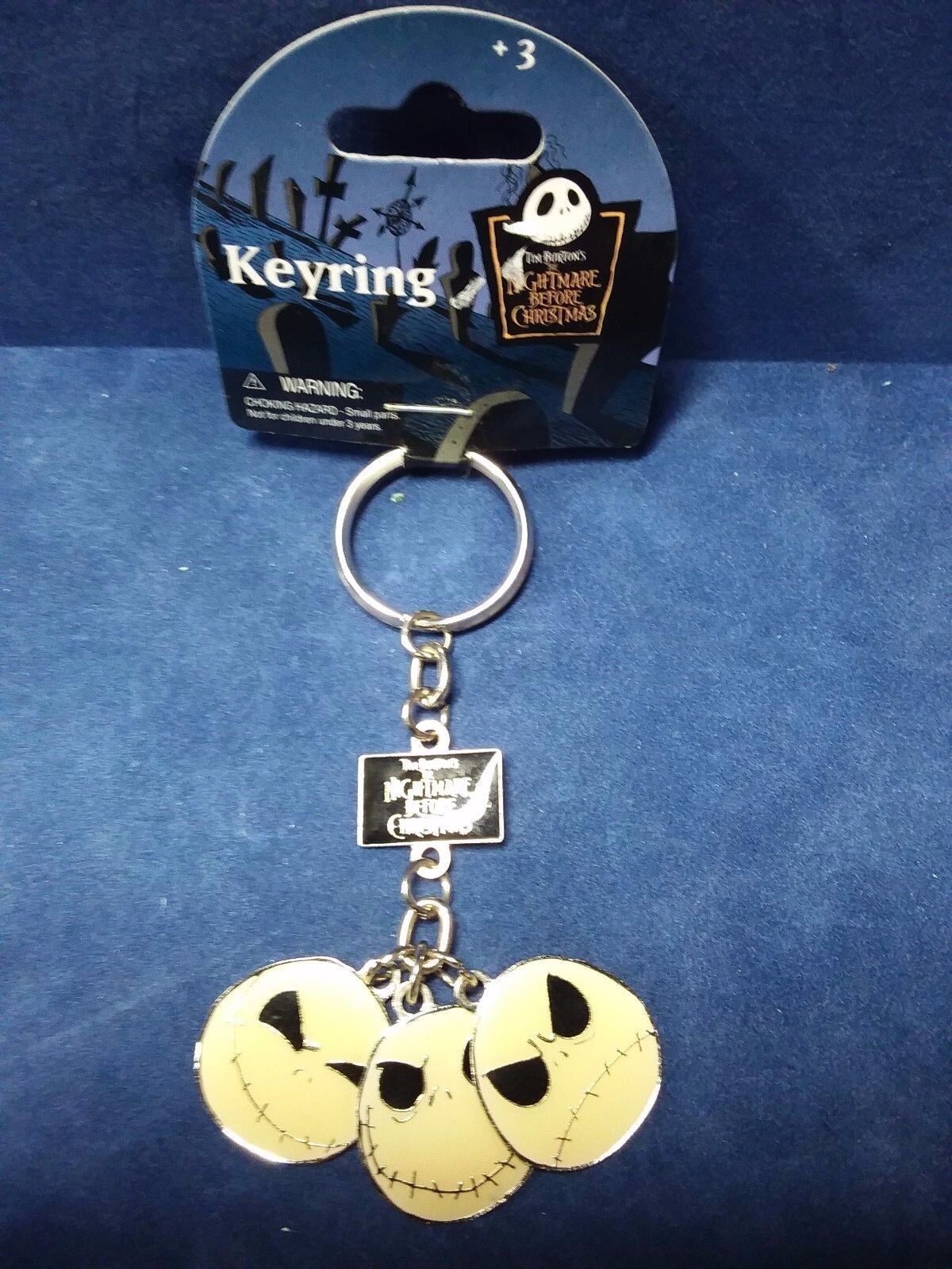 Disney THE NIGHTMARE BEFORE CHRISTMAS JACK FACE Metal dangle Key Ring  NWT