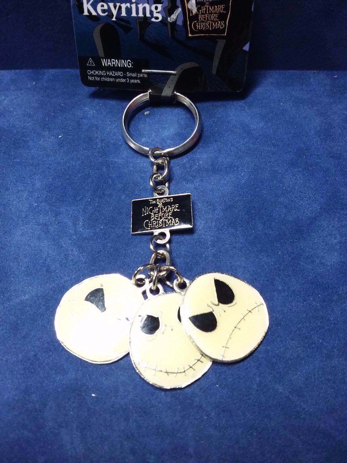 Disney THE NIGHTMARE BEFORE CHRISTMAS JACK FACE Metal dangle Key Ring  NWT
