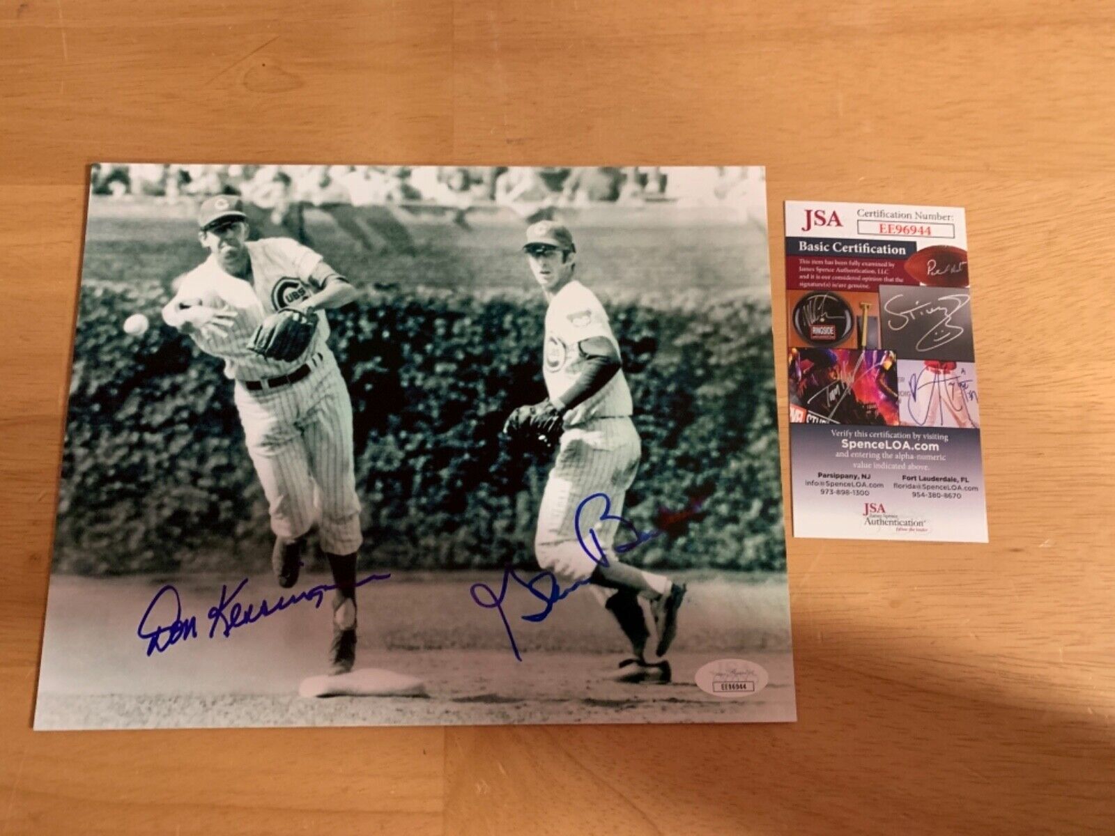 Don Kessinger & Glenn Beckert Autographed Photo JSA Authentication Baseball