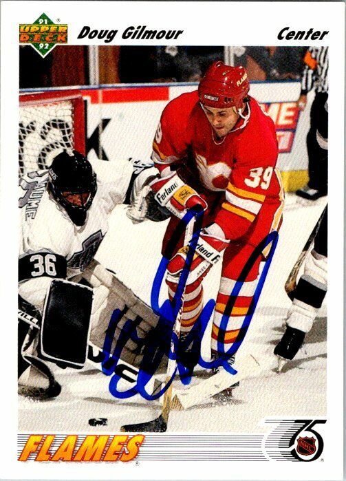 Doug Gilmour Calgary Flames Hand Signed 1991-92 Upper Deck Hockey Card 188