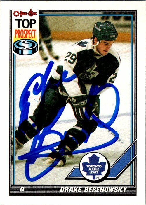 Drake Berehowsky Maple Leafs Hand Signed 1991-92 OPC Prospect Card 70 NM-MT