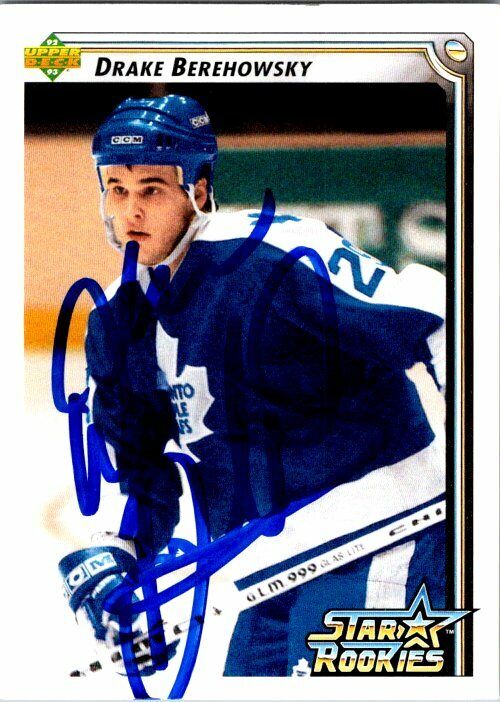 Drake Berehowsky Maple Leafs Hand Signed 1992-93 UD Hockey Card 415 NM-MT