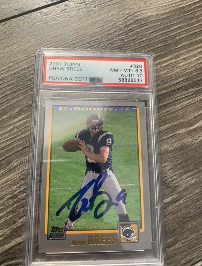Drew Brees Autographed Signed 2001 Topps Rookie Card PSA Certified Slabbed 8.5