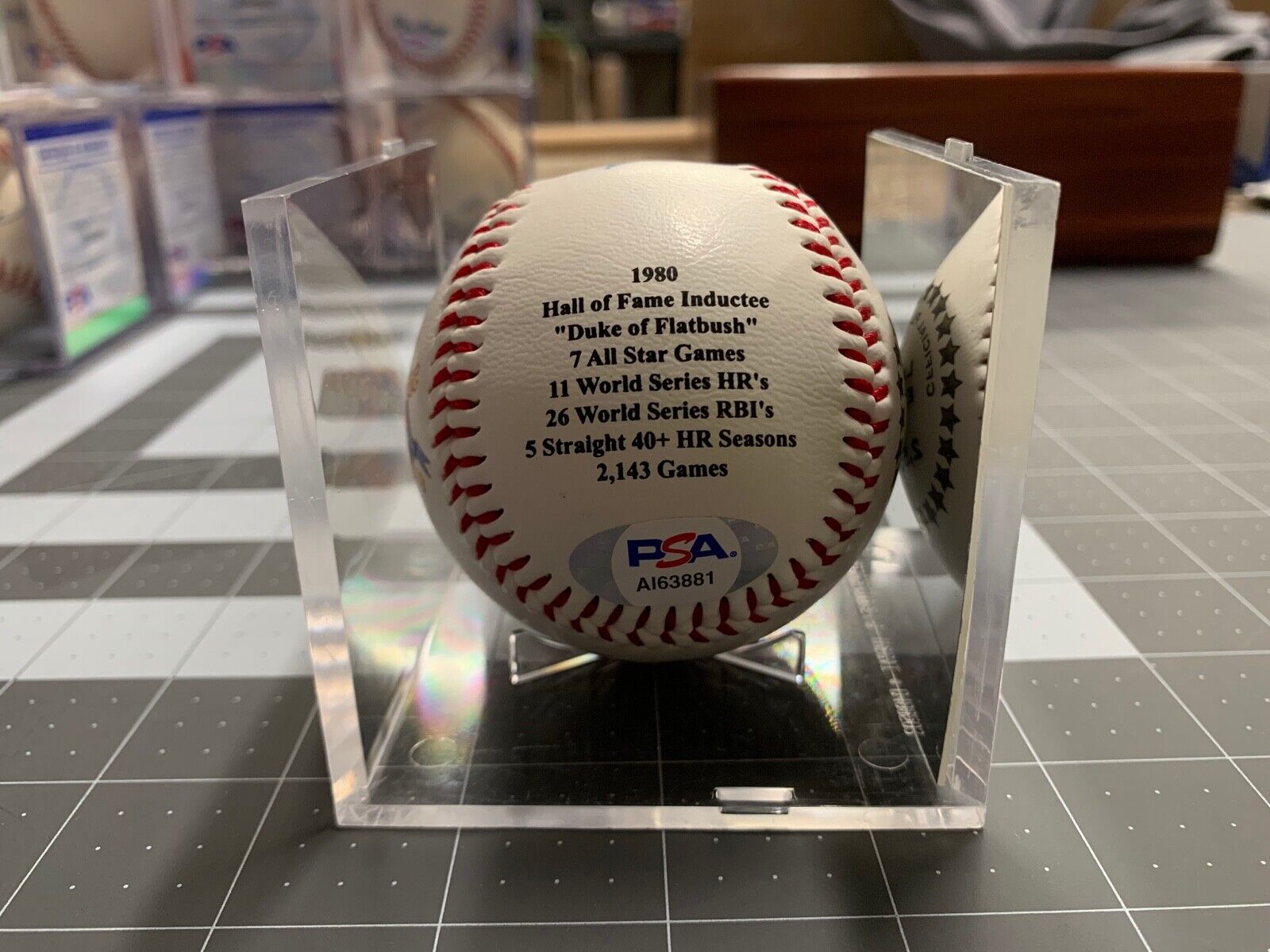 Duke Snider Autographed 4 Limited Edition Stats Baseball PSA Certified AI63881