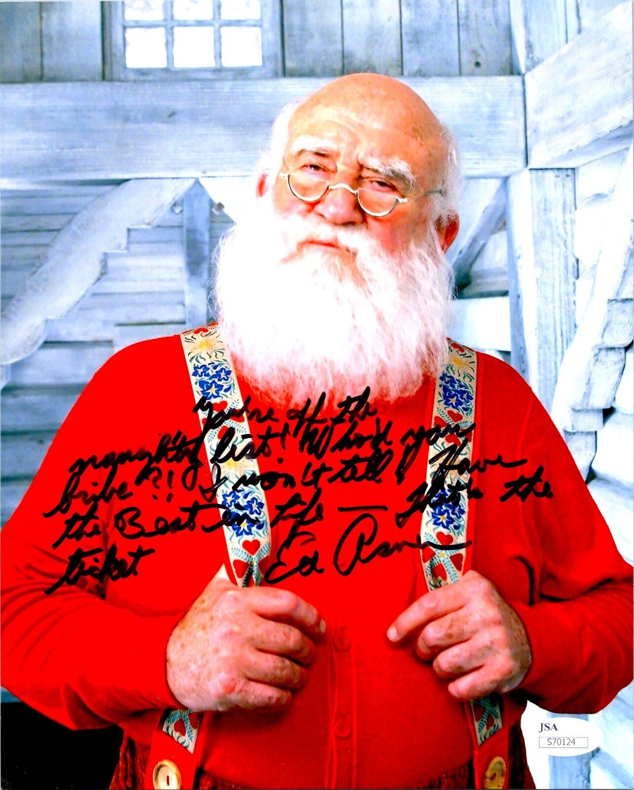 Ed Asner 'Elf' Santa Actor Autographed 8x10 Photo 2 JSA