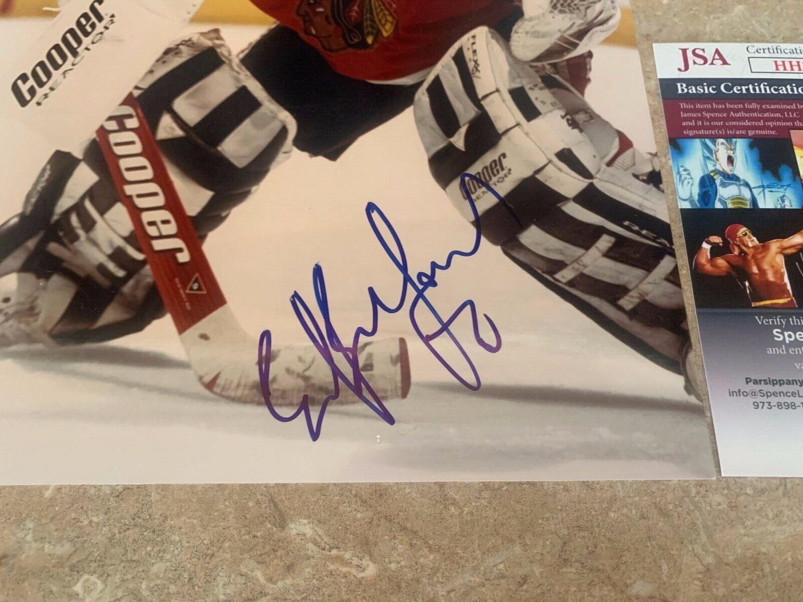 Ed Belfour Chicago Blackhawks Autographed 8x10 Rookie Photo JSA COA HH75193