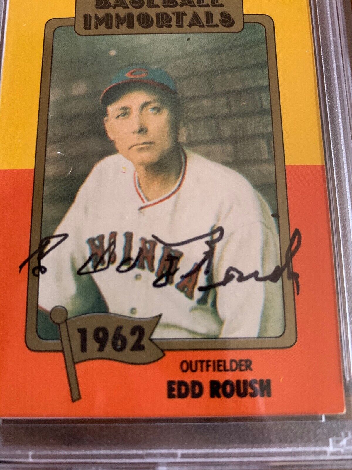 Edd Roush Autographed 1992  Baseball Immortals Card 90 PSA Slabbed Certified