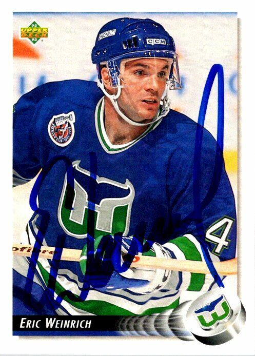 Eric Weinrich Hartford Whalers Hand Signed 1992-93 Upper Deck Hockey Card553 NM