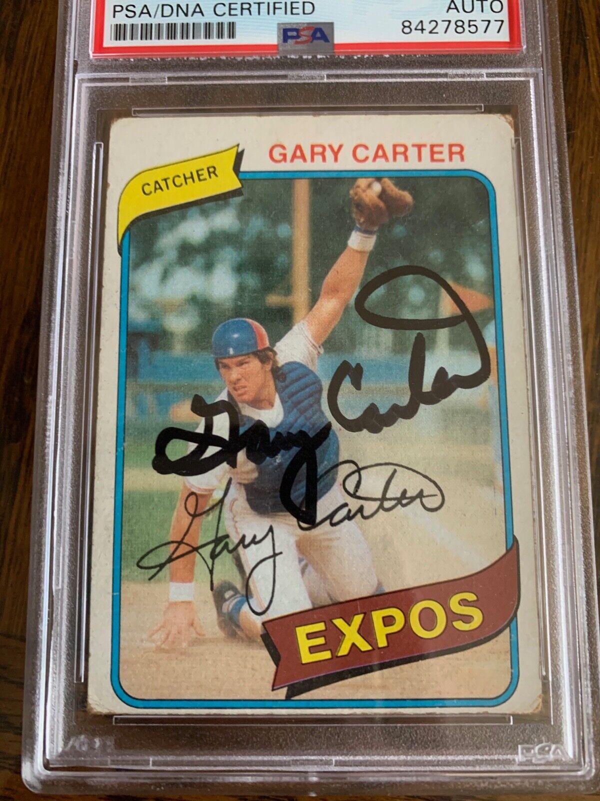Gary Carter Autographed Signed 1980 Topps Card 70 PSA Slabbed Certified MLB